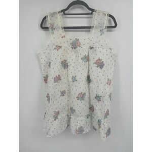 Vintage Floral Cotton Nightgown Dress Lace Trim Top Large Binstron Cottagecore